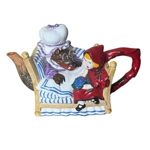 Little Red Riding Hood Teapot Nursery Rhyme Whimsy Ceramic Collectible